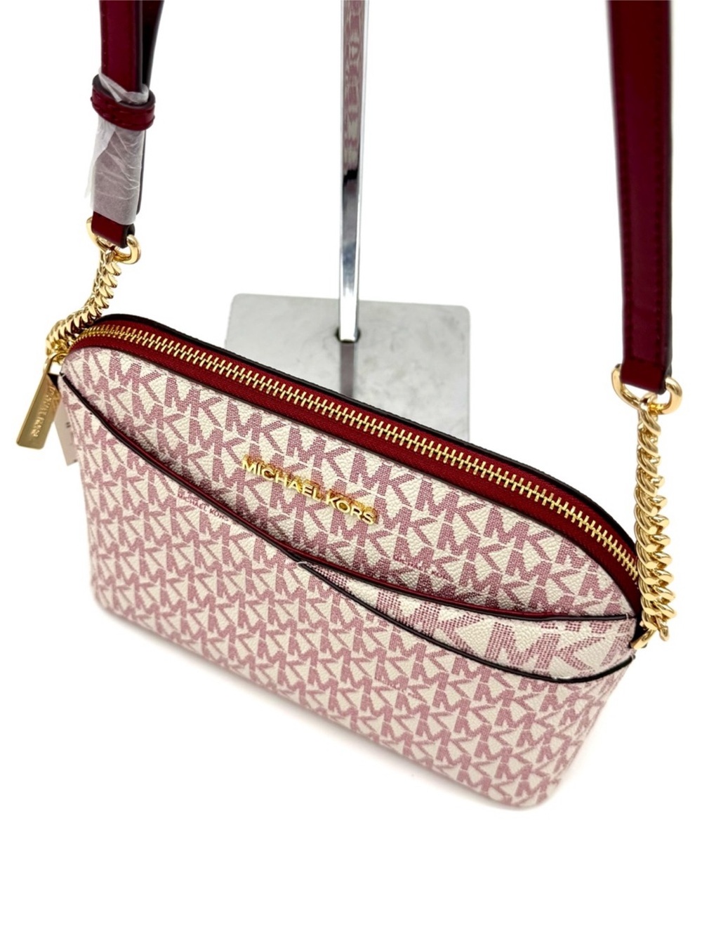 Michael Kors Medium Dome Jet Set Travel Xbody Bag Cherry Multi - Picture 7 of 9